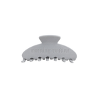 The Clip in Fog — soft grey acetate claw clip embossed with morning routine, approx. 4 inches, by Cacti Wellness
