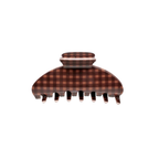 The Clip in Cinnamon — brown gingham acetate claw clip, approx. 4 inches, by Cacti Wellness