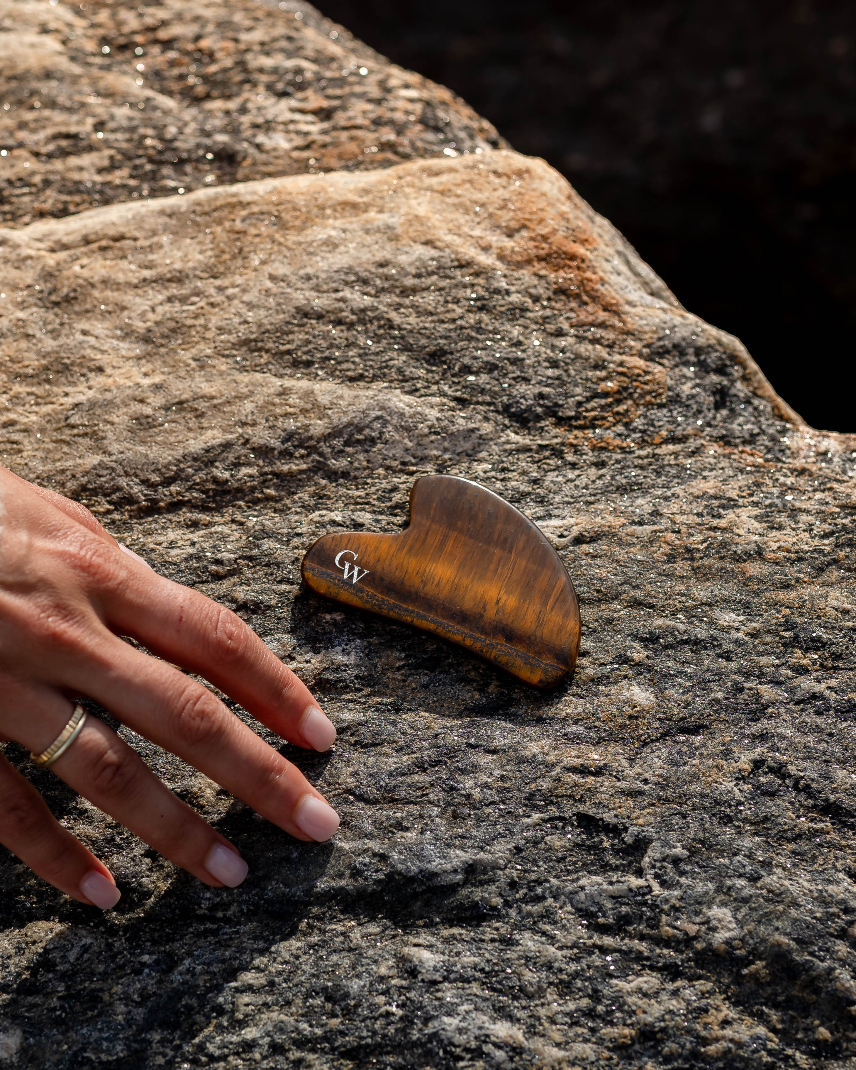 Tiger’s Eye gua sha facial massage tool for sculpting and skincare