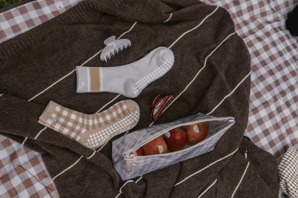 The Autumn Edit campaign, The Pouch in Latte in a fall picnic setting