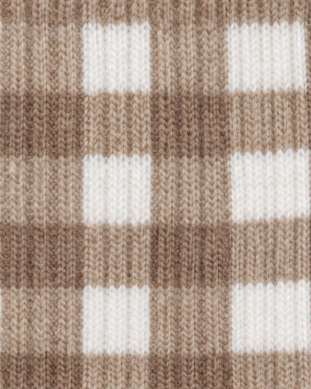 The Grip Socks in Cider: tan and white gingham knit swatch