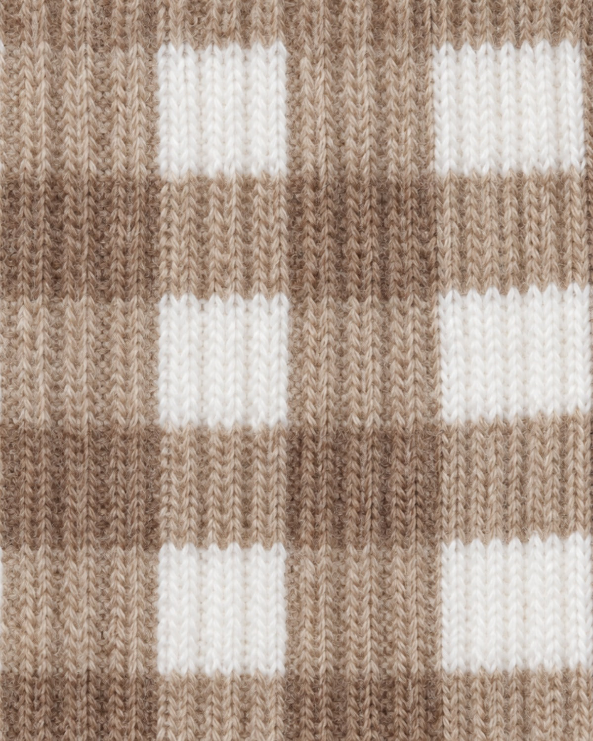 The Grip Socks in Cider: tan and white gingham knit swatch